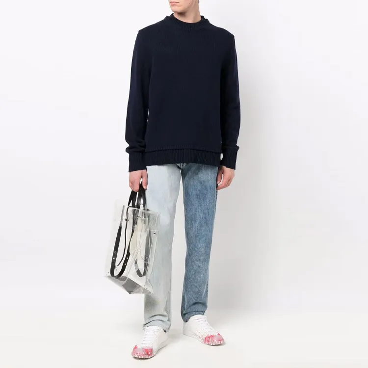 Maison Margiela Layered collar Elbow patch Distressed Jumper-1