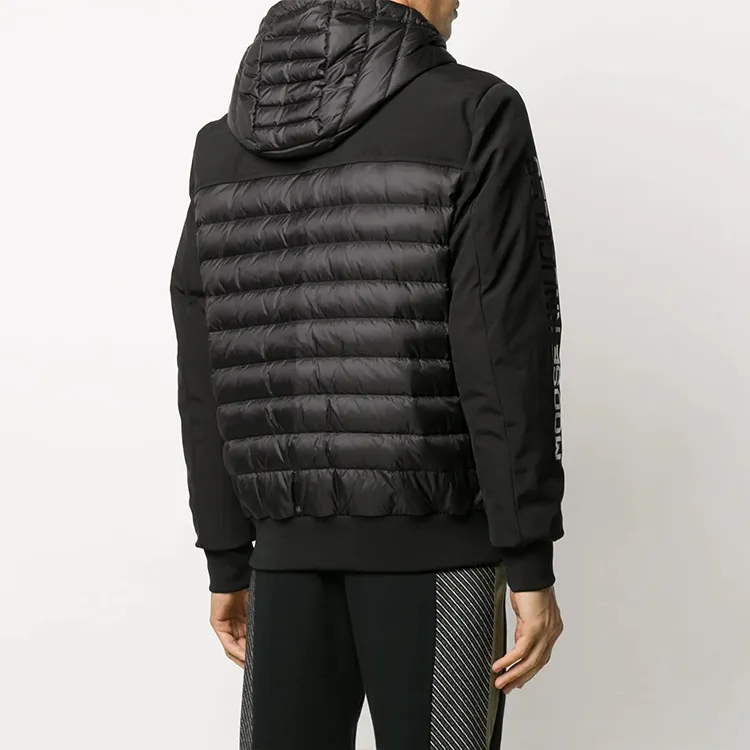 Moose Knuckles Solid Color Hooded Down Jacket Men's Black-2