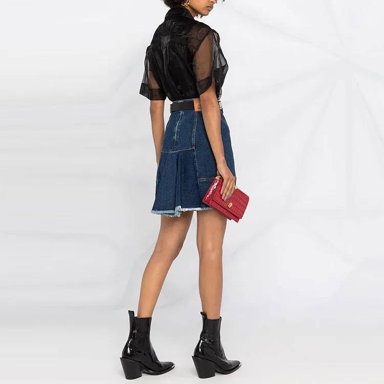 Alexander McQueen Denim Short Skirts Women's Blue-3