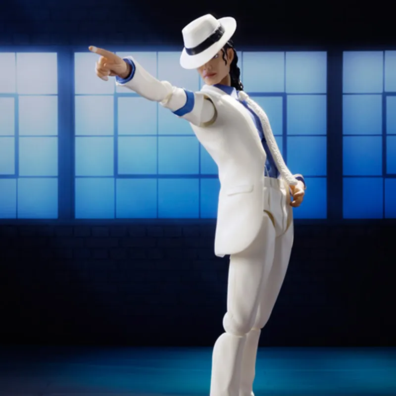 BANDAI SHF Michael Jackson 'Crime Master' 'Moonwalk' Action Figure 14cm With Base Scale Figures-5