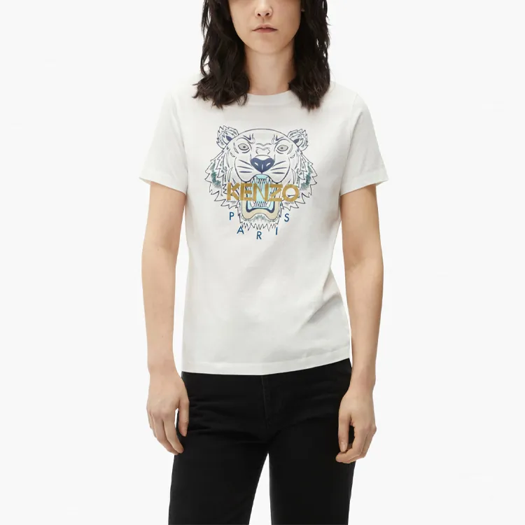 KENZO Classic Tiger Head T Shirts Women's White-1