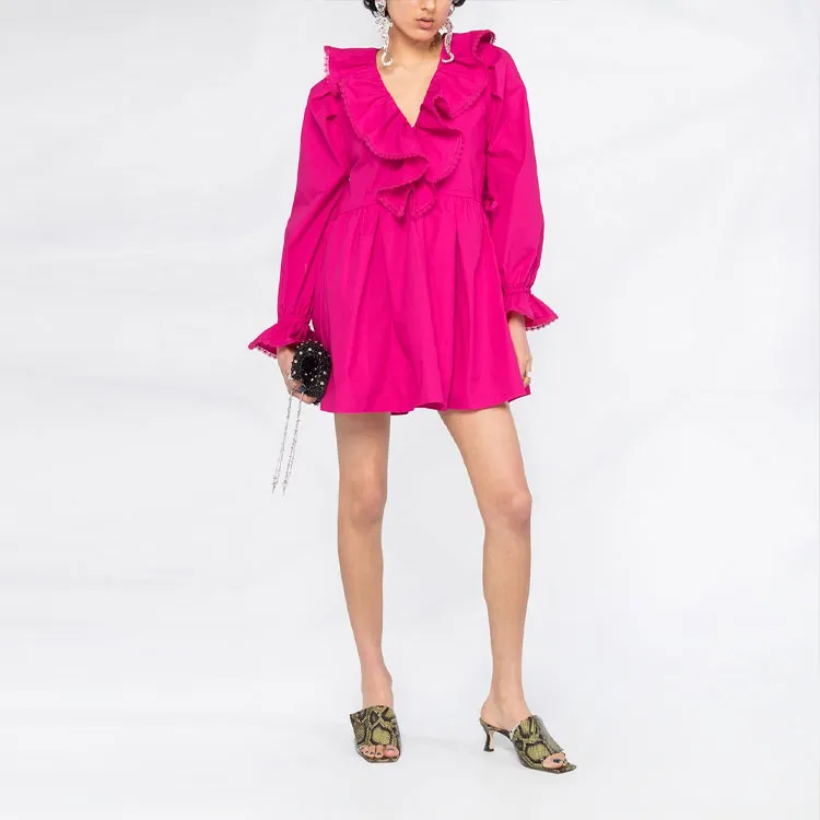 Self-portrait Long-Sleeved Dresses Women's Rose Red-1