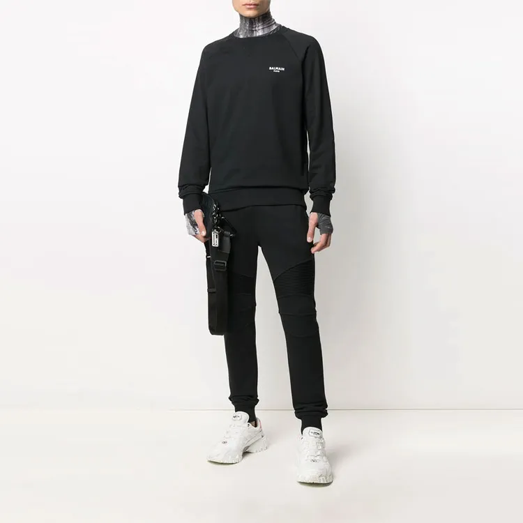 BALMAIN Flocked Logo Crewneck Sweatshirt-1