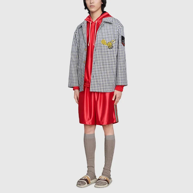 GUCCI Shiny Jersey Shorts With Web-3