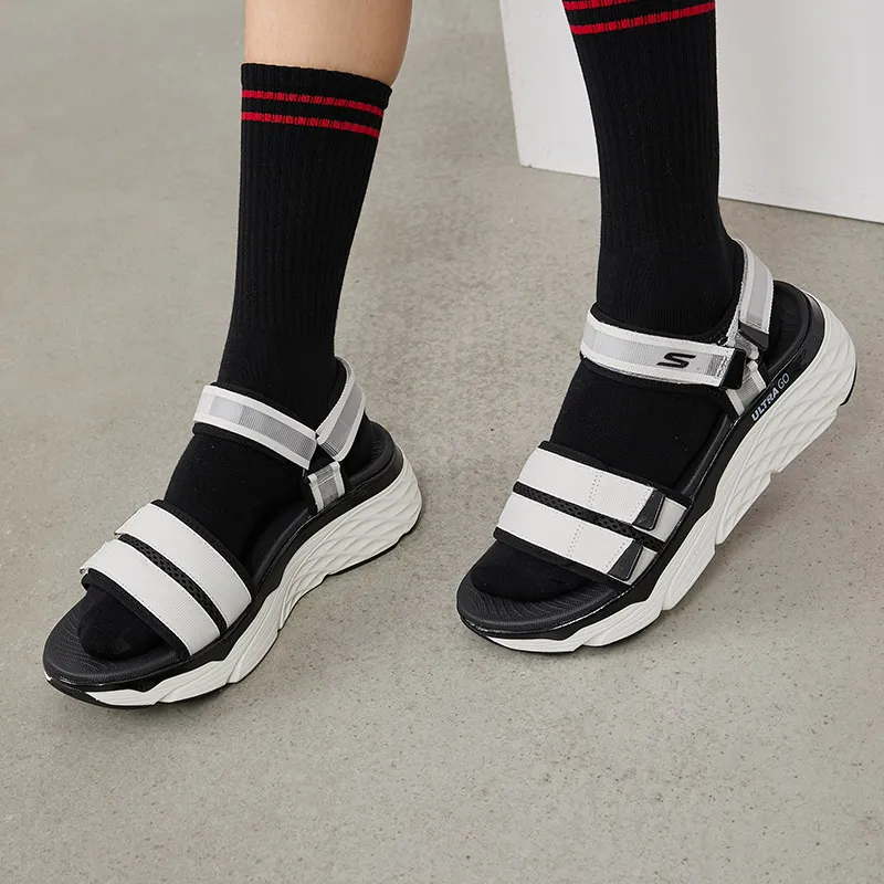 Skechers Max Cushioning Beach Sandals Women's White Black-5
