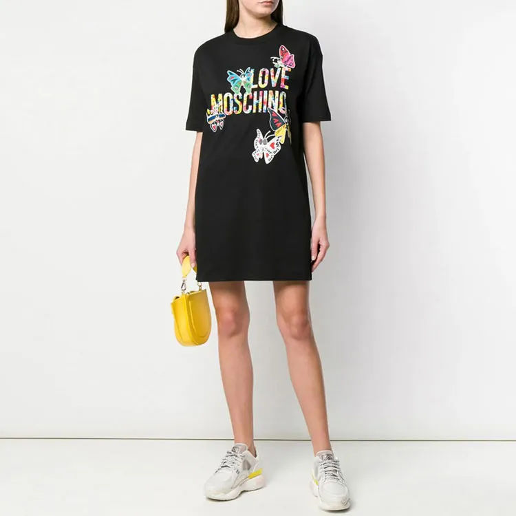 LOVE MOSCHINO Short Sleeved Dresses Women's Black-1