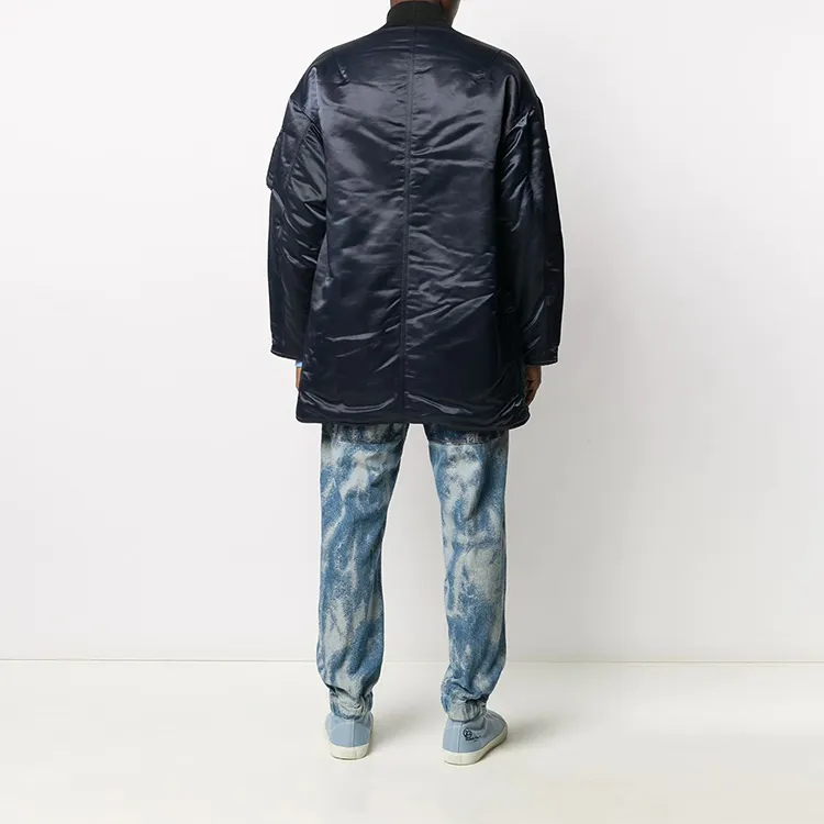 AMBUSH FW21 Solid Color Baseball Collar Puffer Jacket Unisex Dark Blue-1