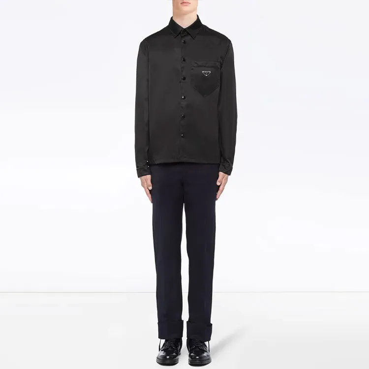 PRADA Snap Logo Detailed Button-Up Shirt-1