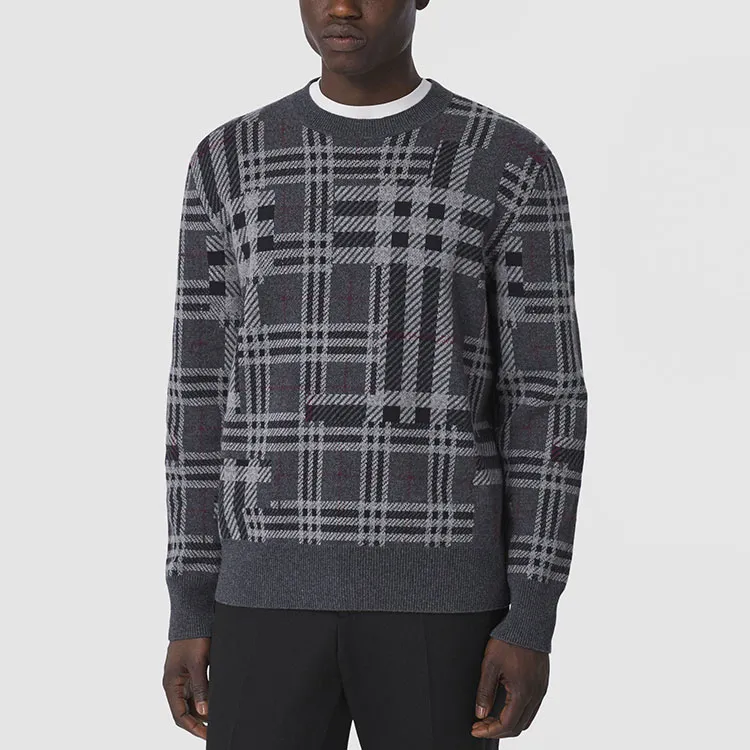 Burberry FW21 Cashmere Sweater Men's Charcoal Heather Gray-4
