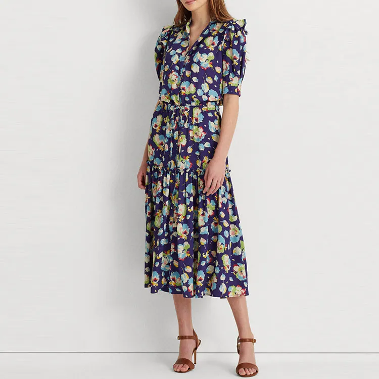 Polo Ralph Lauren Short Sleeved Dresses Women's Blue-1
