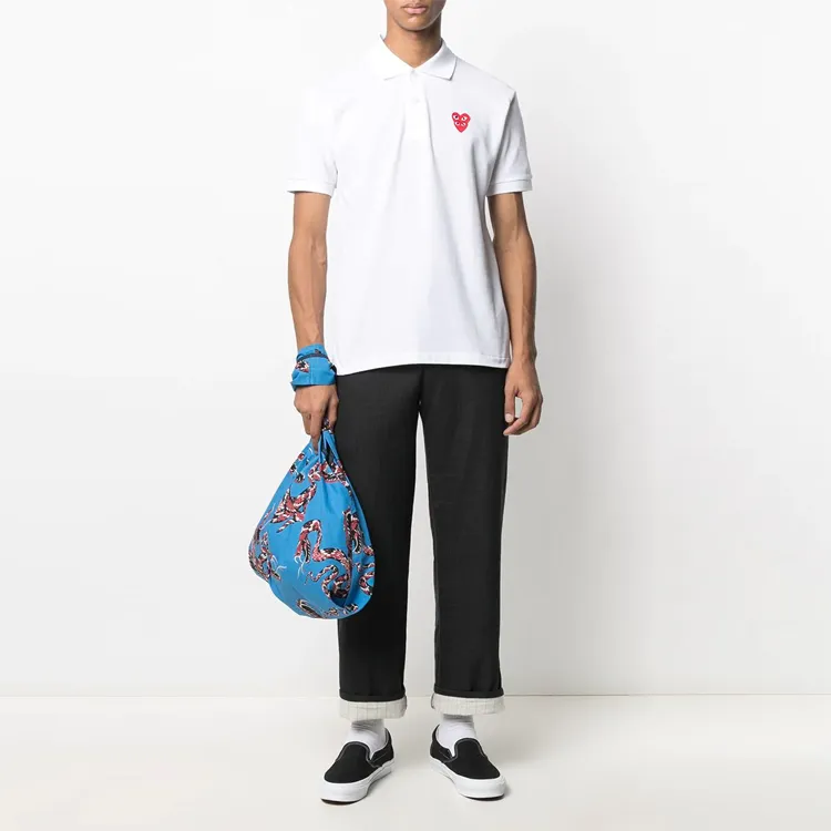 CDG Play Polo Shirts Men White-3