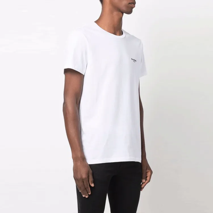BALMAIN Flocked Logo Crewneck T Shirt-3