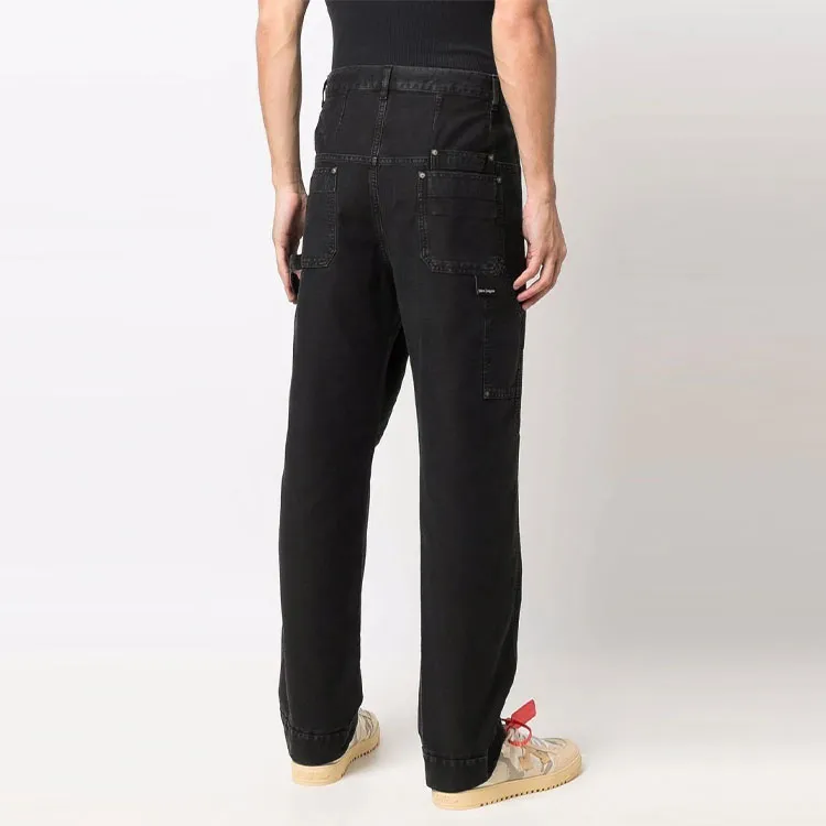 PALM ANGELS Logo patch Straight leg Trousers-2