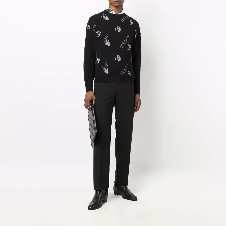 OFF-WHITE Intarsia-knit Logo Jumper-1