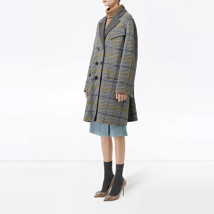 Burberry Coat Women's Gray Plaid-4