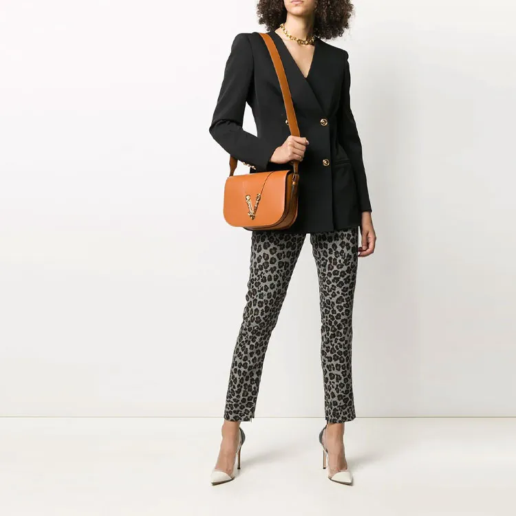 VERSACE Animal Printed Wool Blend Pants 'Multicolor'-1