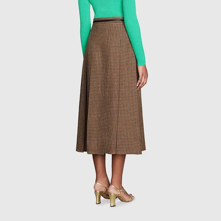 GUCCI FW21 Casual Long Skirt Women's Brown-2