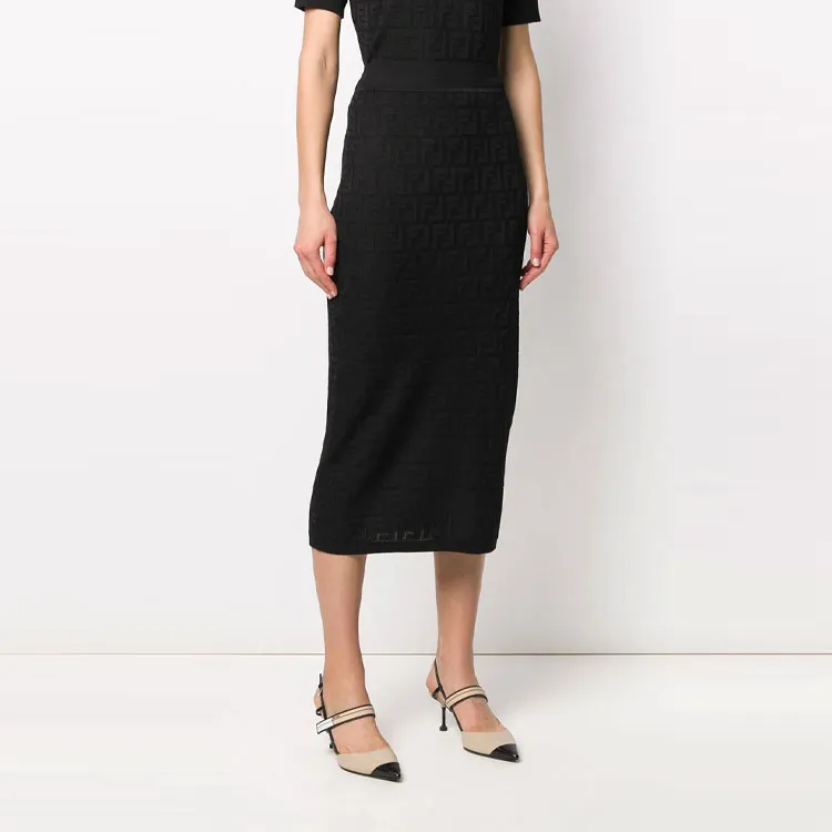 FENDI FW21 Knit Long Skirts Women's Black-1