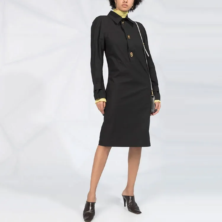 Bottega Veneta Long Sleeved Dress Women's Black-1