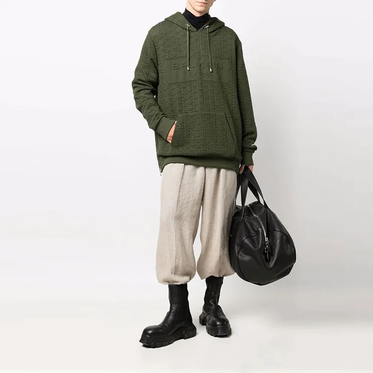BALMAIN Monogram Textured Hoodie-1