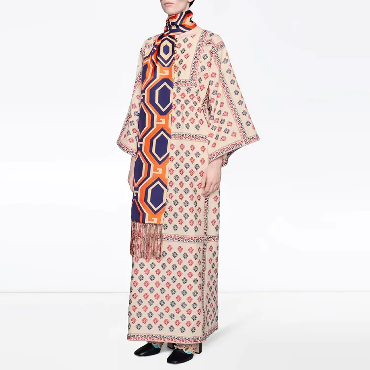 GUCCI Long Sleeved Dress Women's Beige-3