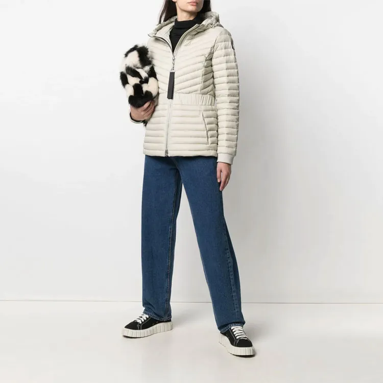 Moose Knuckles Solid Color Hooded Down Jacket Women's White-1