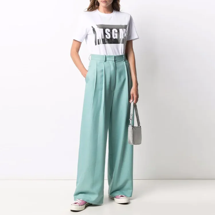 MSGM Logo print Glitter T shirt-1