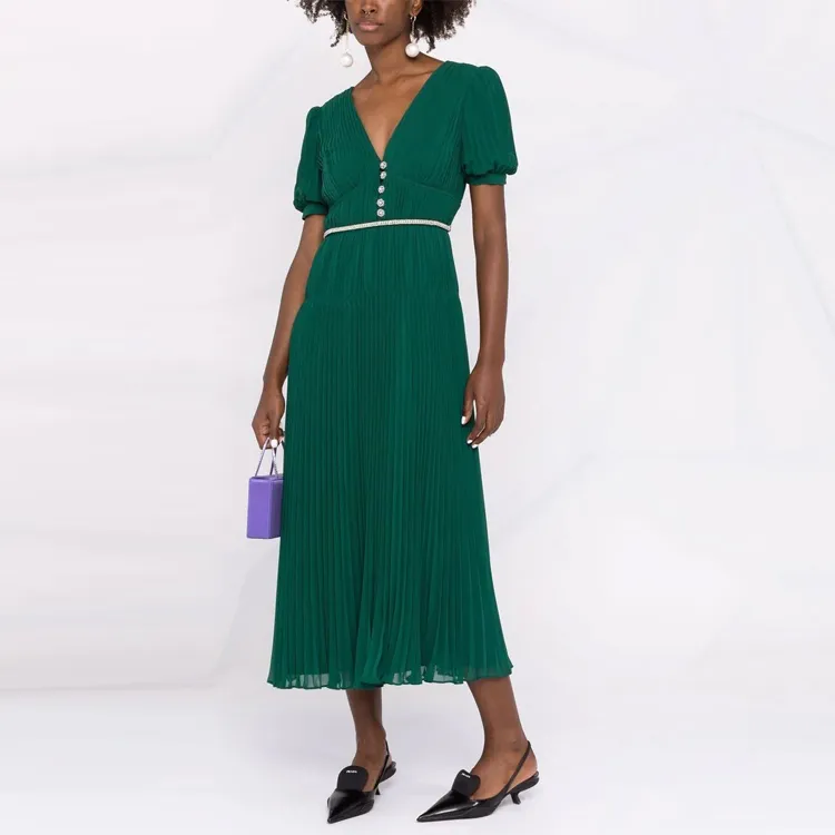 Self-portrait Short-Sleeved Dresses Women's Green-1
