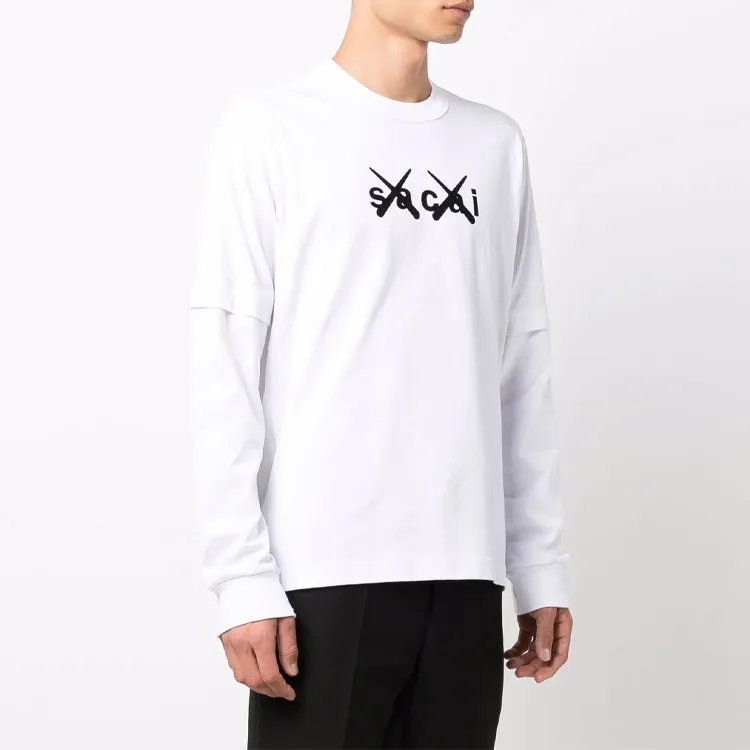 Sacai X Kaws Flock Print Long Sleeve T Shirt-1