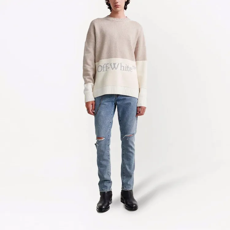 OFF WHITE Colour Block Knitted Crewneck-1