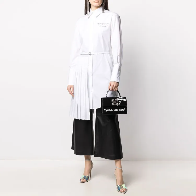OFF WHITE Popeline Asymmetric Shirt Dress-1