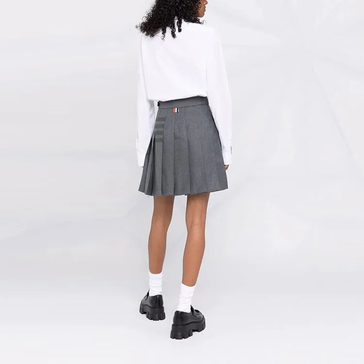 THOM BROWNE 4 Bar Striped Pleated Mini Skirt-3