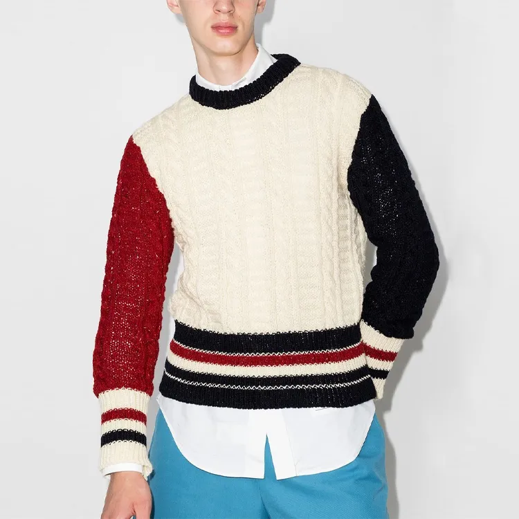 THOM BROWNE Three tone Cable knit Jumper-1
