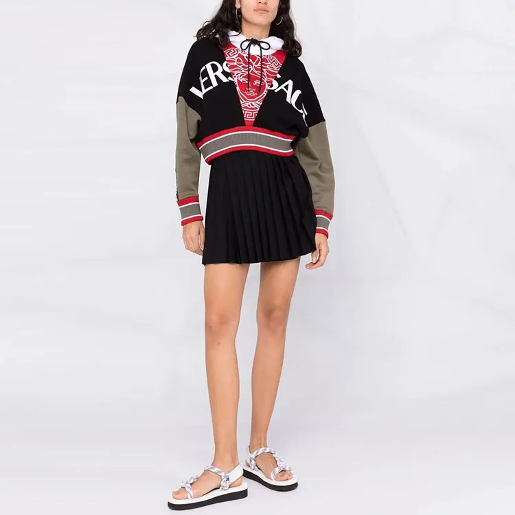 VERSACE Logo Hoodie 'Khaki/Black/Red/White'-1