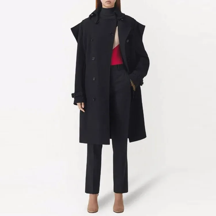 Burberry Cut Out Detail Wool Tailored Trousers 'Black'-1