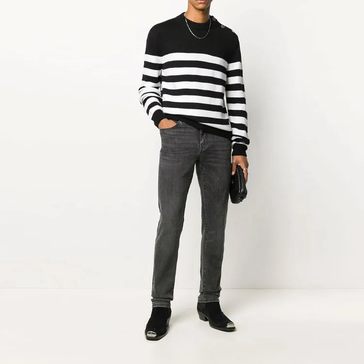 BALMAIN Cashmere Sweaters Men Black/White-1