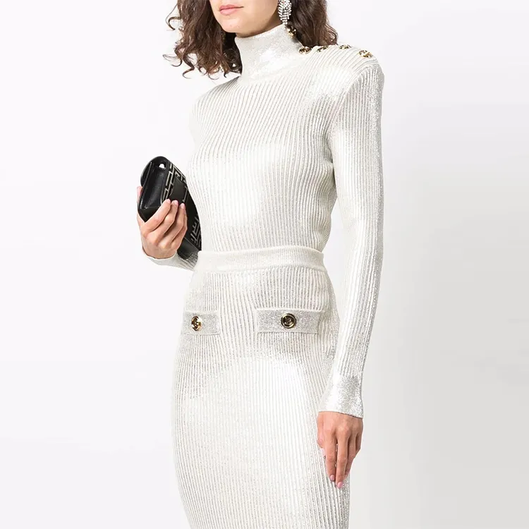 BALMAIN FW21 Slim Fit Sweater Women's Silver-1