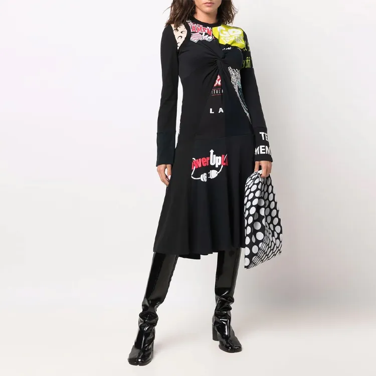 marine serre Printed Patchwork Midi Dress-1