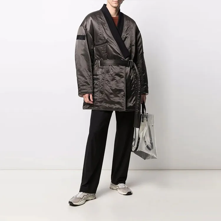 AMBUSH Solid Color Collarless Puffer Jacket Men's Dark Green-1