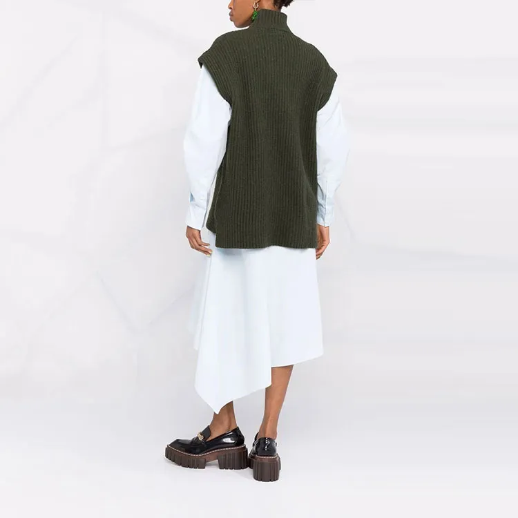 GANNI Rib Knit Vest 'Dark Green'-1