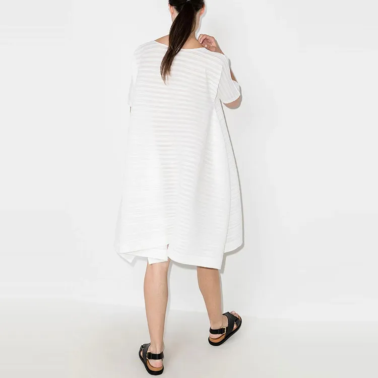 PLEATS PLEASE ISSEY MIYAKE Short-Sleeved Dresses Women's White-1