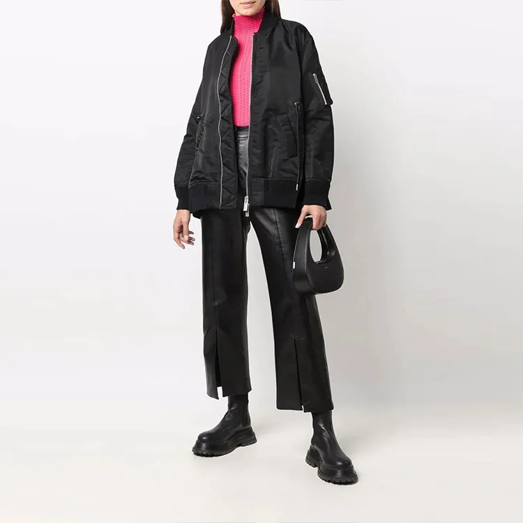 Sacai Pleated hem Zip up Bomber Jacket-3