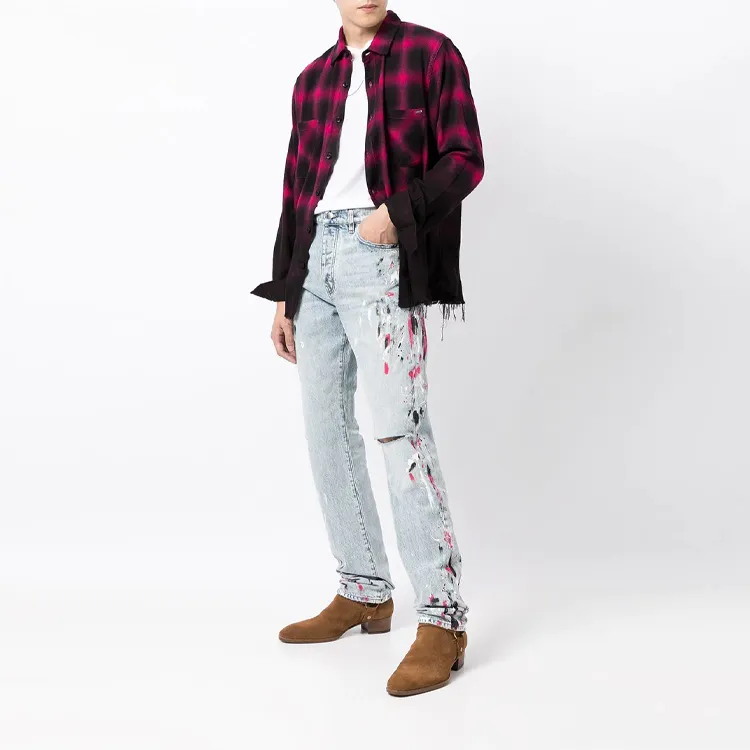 AMIRI Dip Dye Shadow Plaid Flannel-1