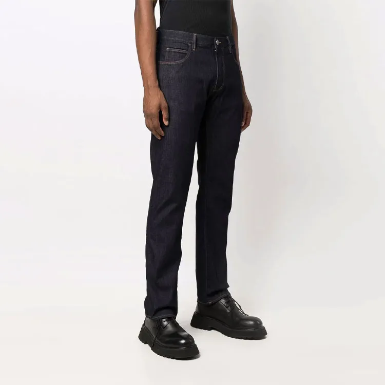 GIORGIO ARMANI Five pocket Regular Fit Stretch Cotton denim Trousers-3