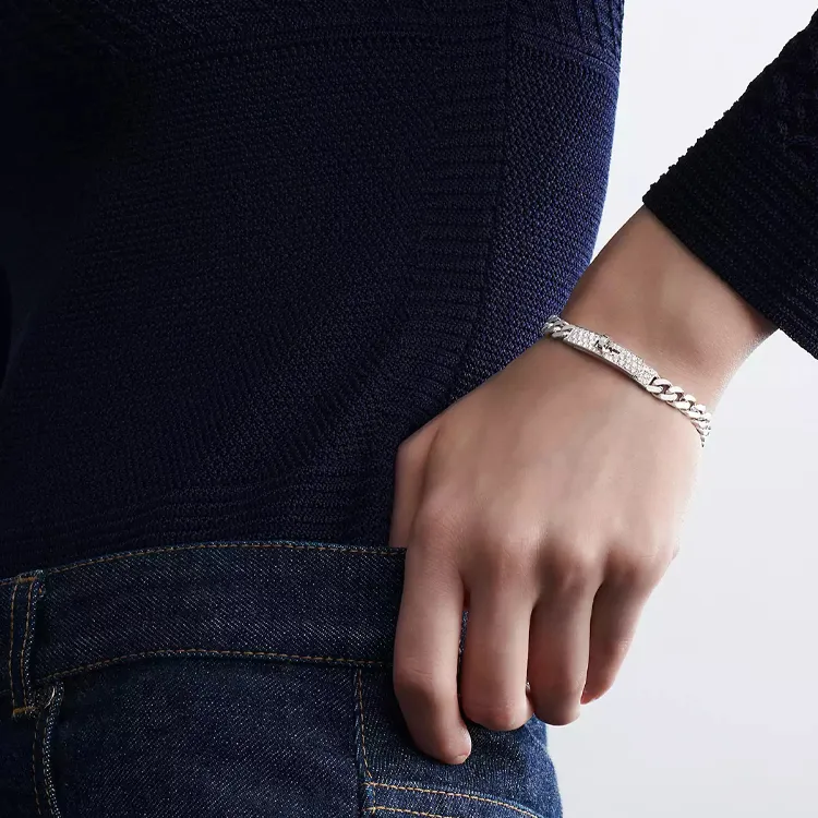 HERMES 18K White Gold Bracelet, Cuban Chain Unisex-1