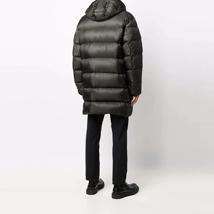 Moose Knuckles Solid Color Hooded Mid-Length Down Jacket Men's Black-2