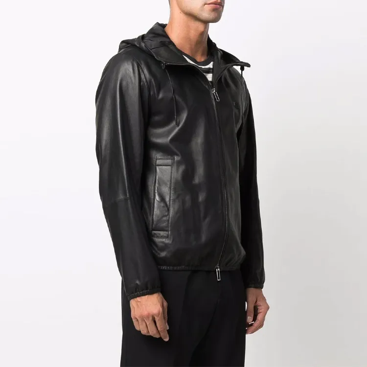 EMPORIO ARMANI FW21 Leather Jacket Men's Black-2