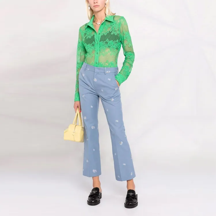 GANNI Lace Shirt 'Green'-1