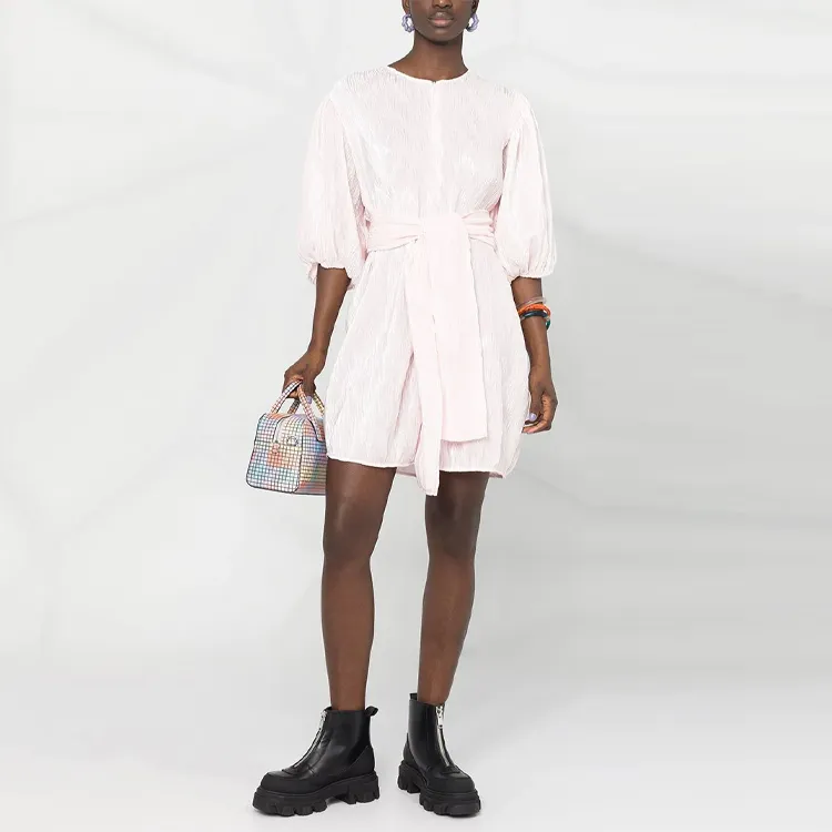 GANNI Short-Sleeved Dresses Women's Pink-1