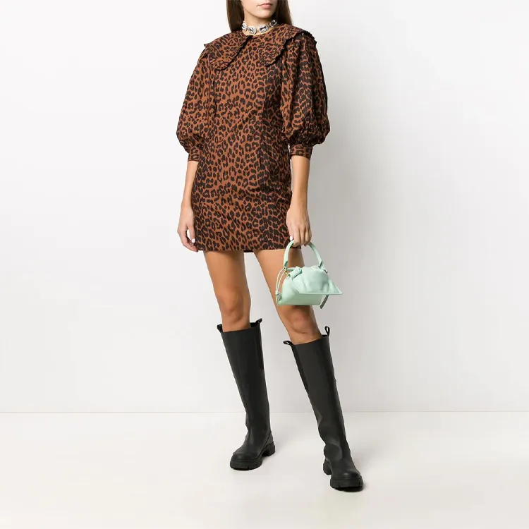 GANNI Long-Sleeved Dresses Women's Brown-1